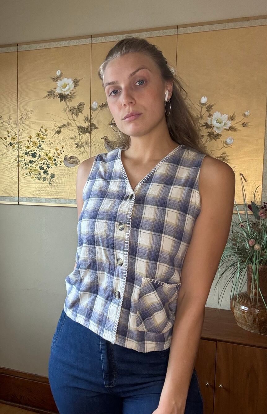 Vintage 90s Cabin Creek Medium Plaid Camping Sleeveless Phoebe Cottage Prairie